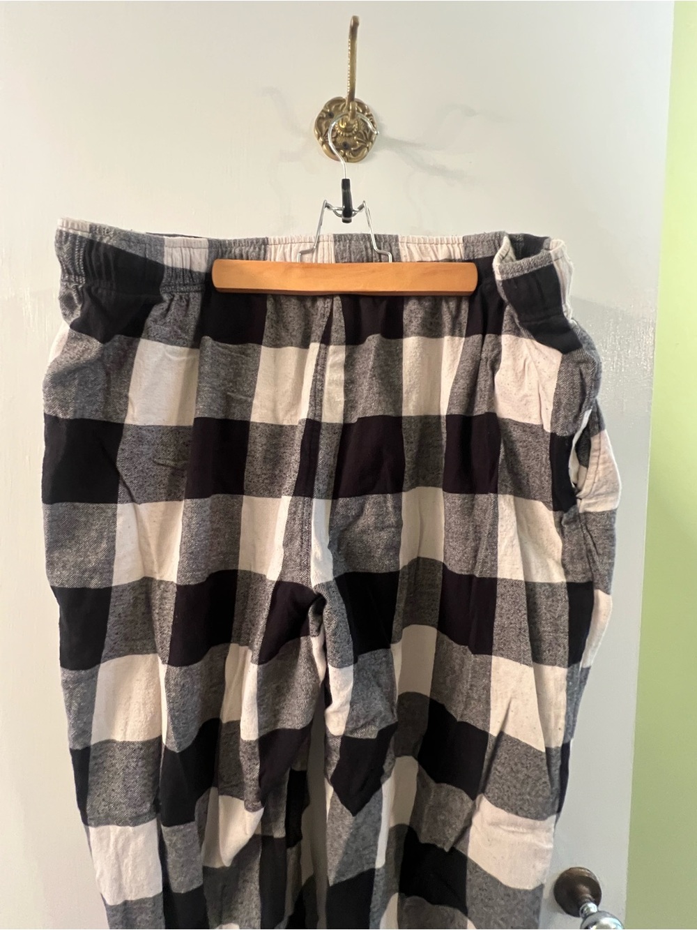 Old Navy Men’s Sz XXXL Flannel Pajama Pant White Black Buffalo Plaid 100% Cotton - Picture 8 of 11